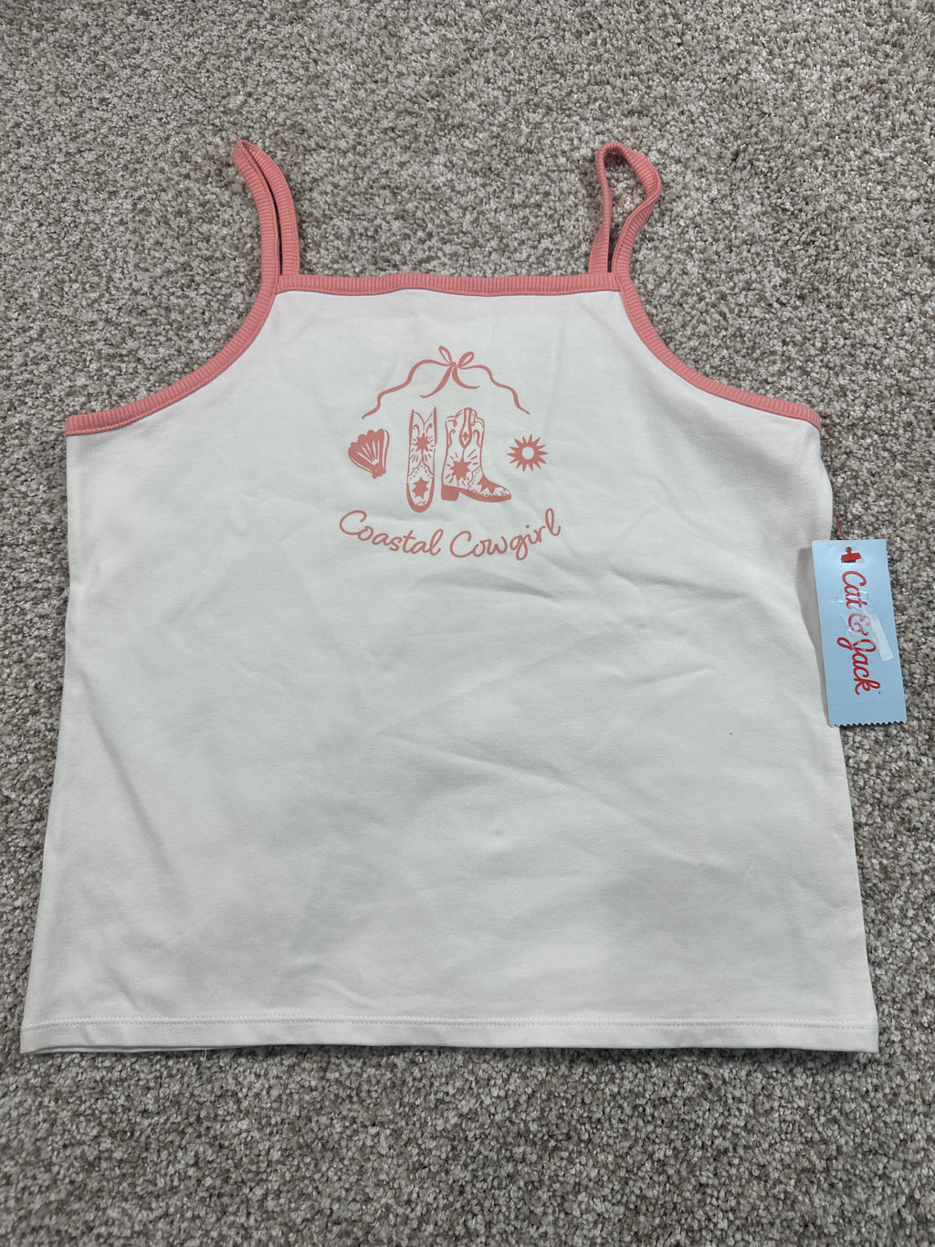 Cat & Jack Girls Coastal Cowgirl graphic tank top in Cream Coral