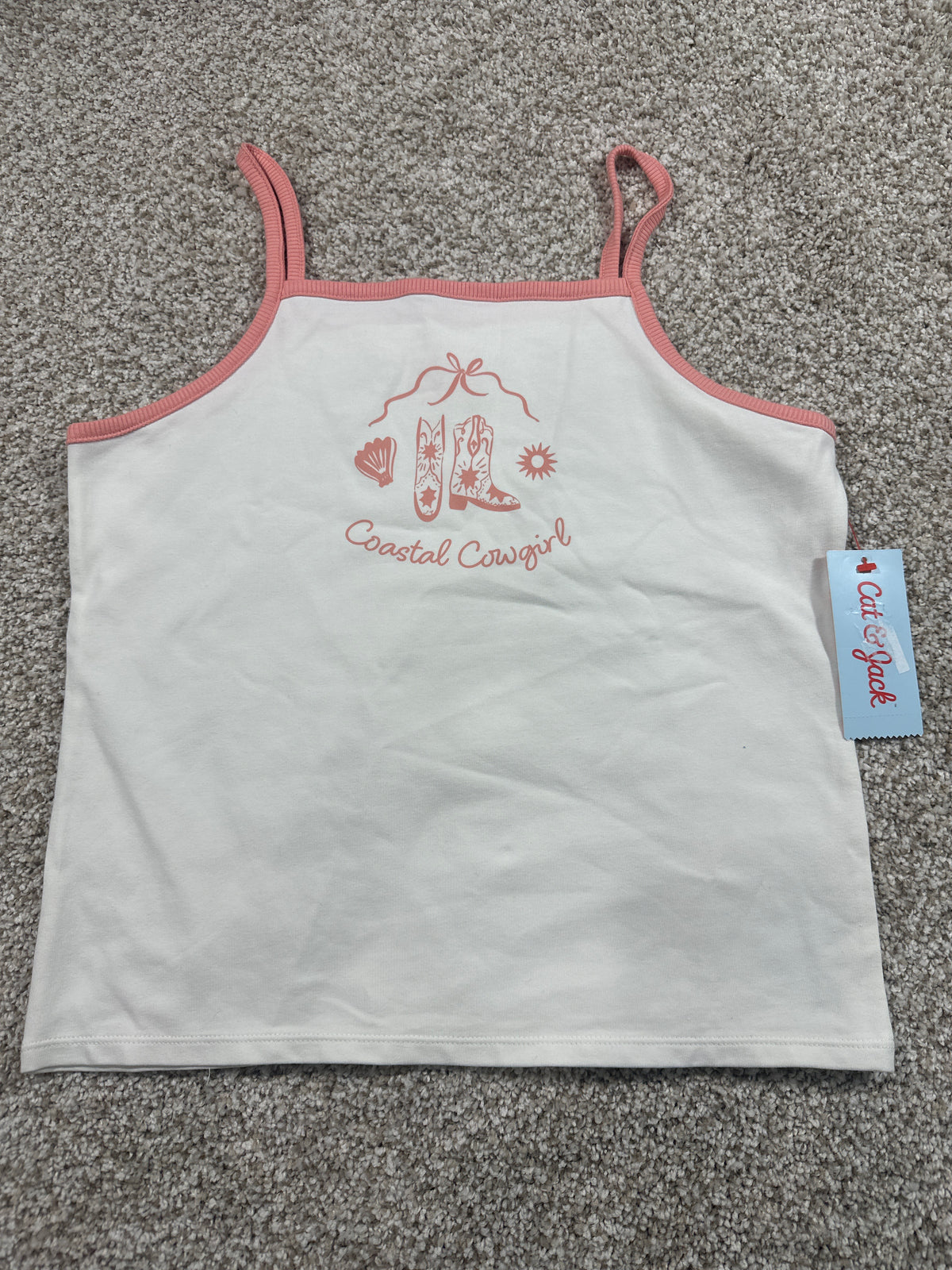 Cat & Jack Girls Coastal Cowgirl graphic tank top in Cream Coral