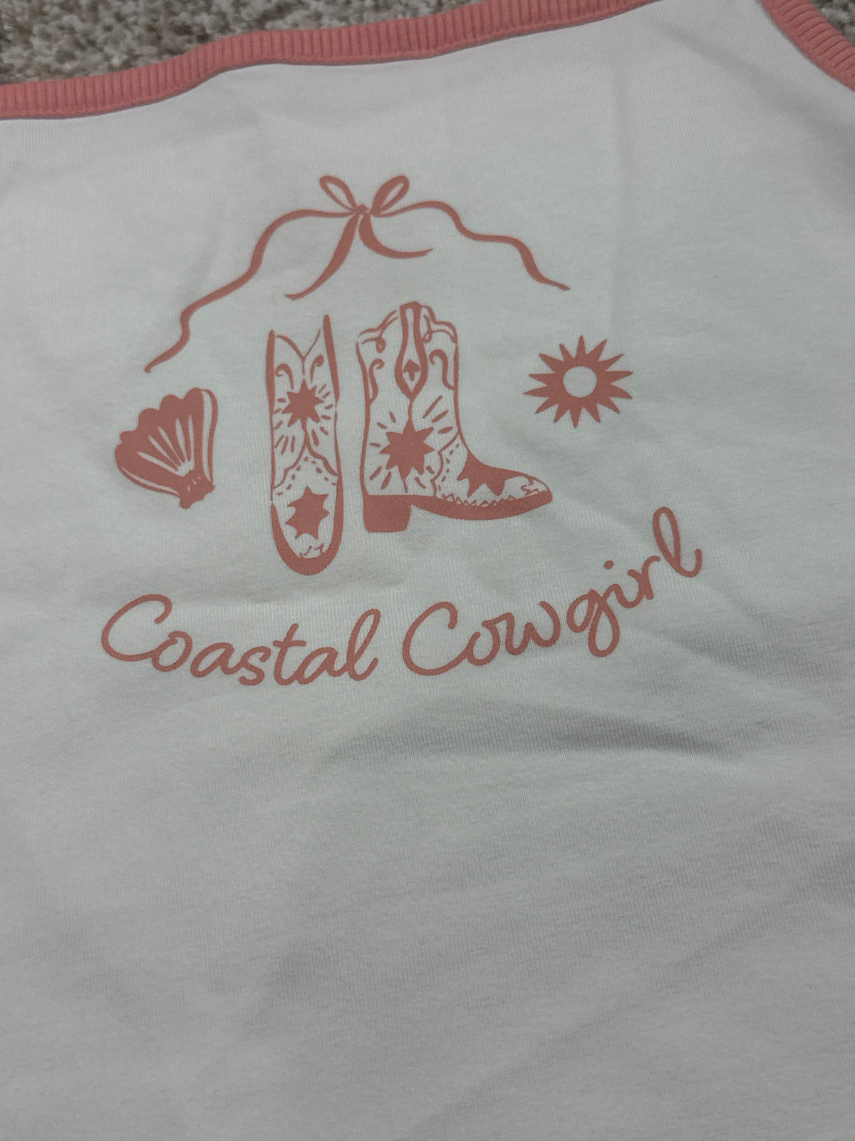Cat & Jack Girls Coastal Cowgirl graphic tank top in Cream Coral