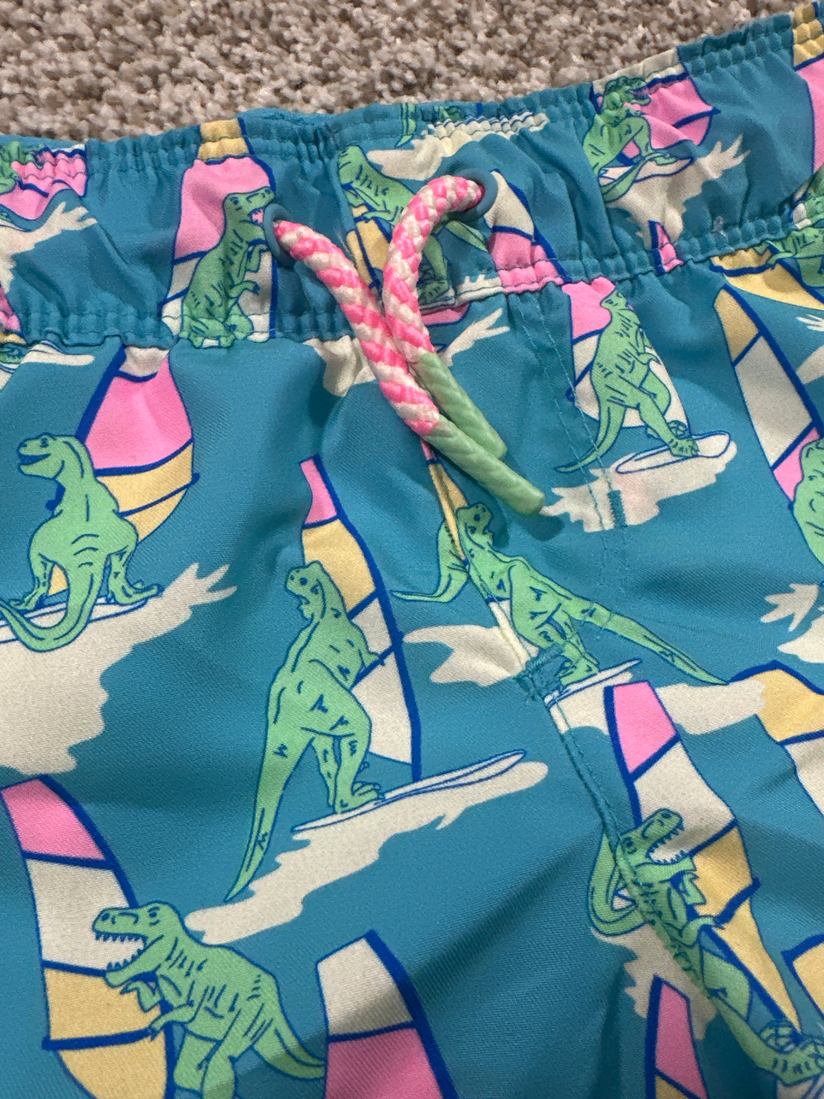 Cat & Jack Blue Dinosaur Surf Swim Trunks Size 18M - photo 2