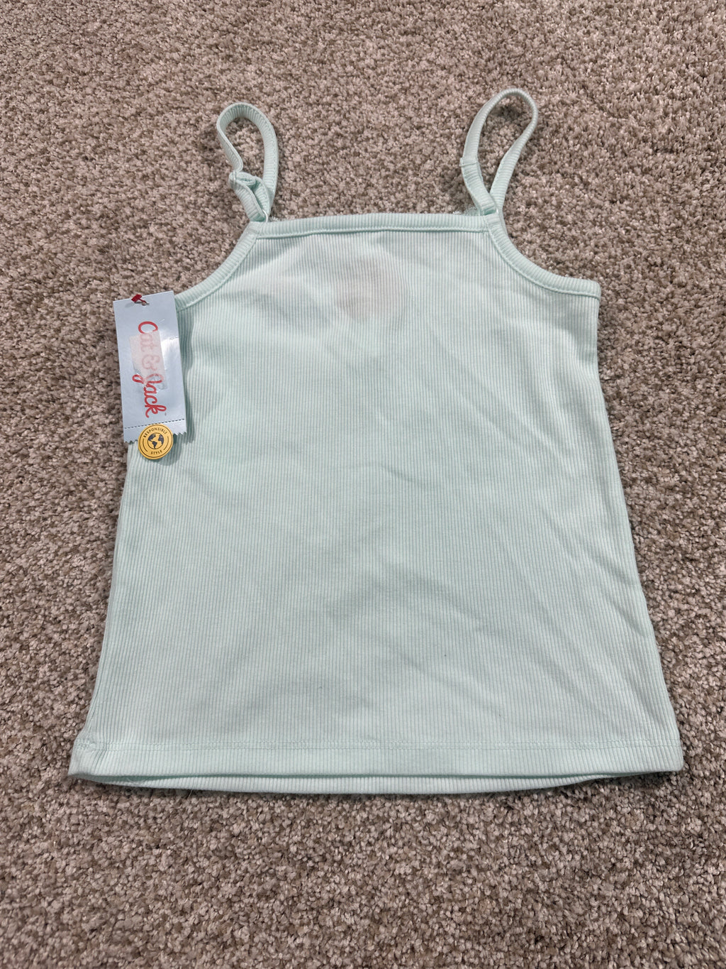 Cat & Jack girls fitted ribbed tank top in pale mint, size M (8)