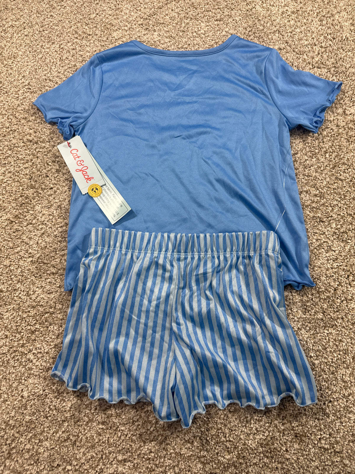 Cat & Jack girls Blue Hawaii Rest & Relax 2-piece pajama set, size S (6/7)