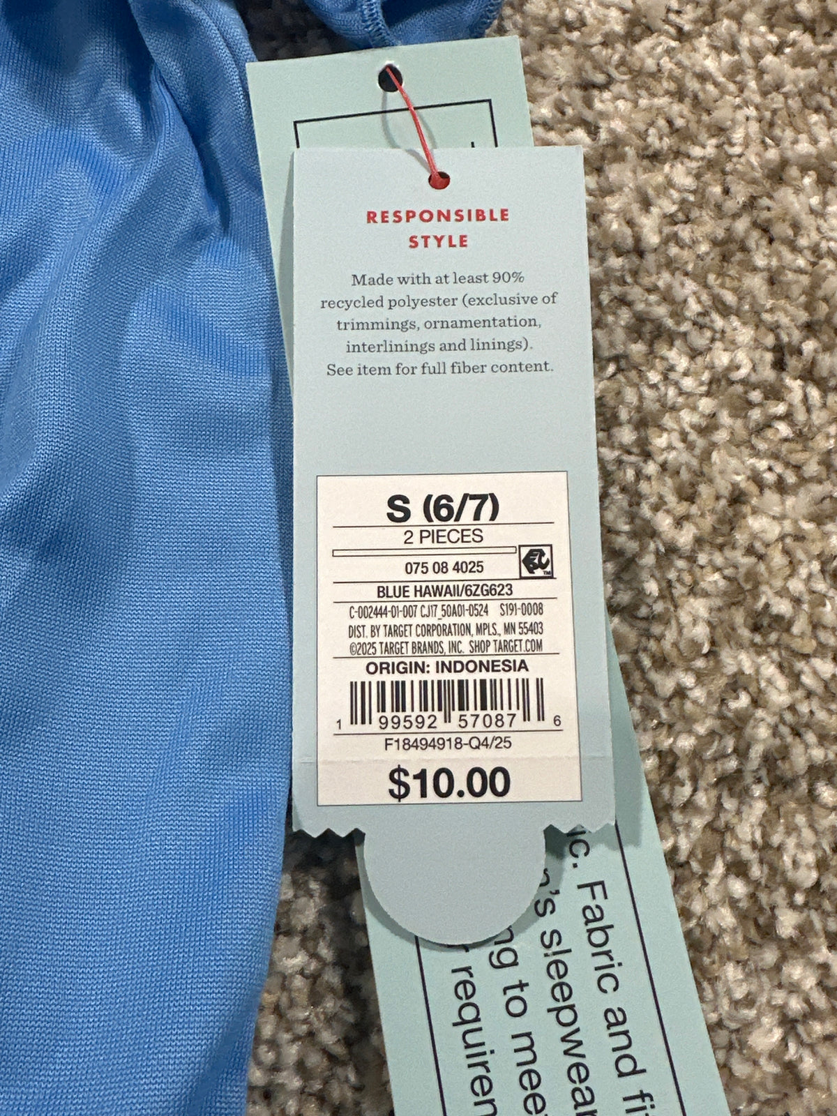 Cat & Jack girls Blue Hawaii Rest & Relax 2-piece pajama set, size S (6/7)