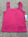 Cat & Jack dark pink ribbed ruffle strap tank top size L 10 12