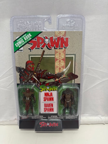 Ninja Spawn & Raven Spawn McFarlane Page Punchers 2 Pack 3" Figure W/ Comic Book