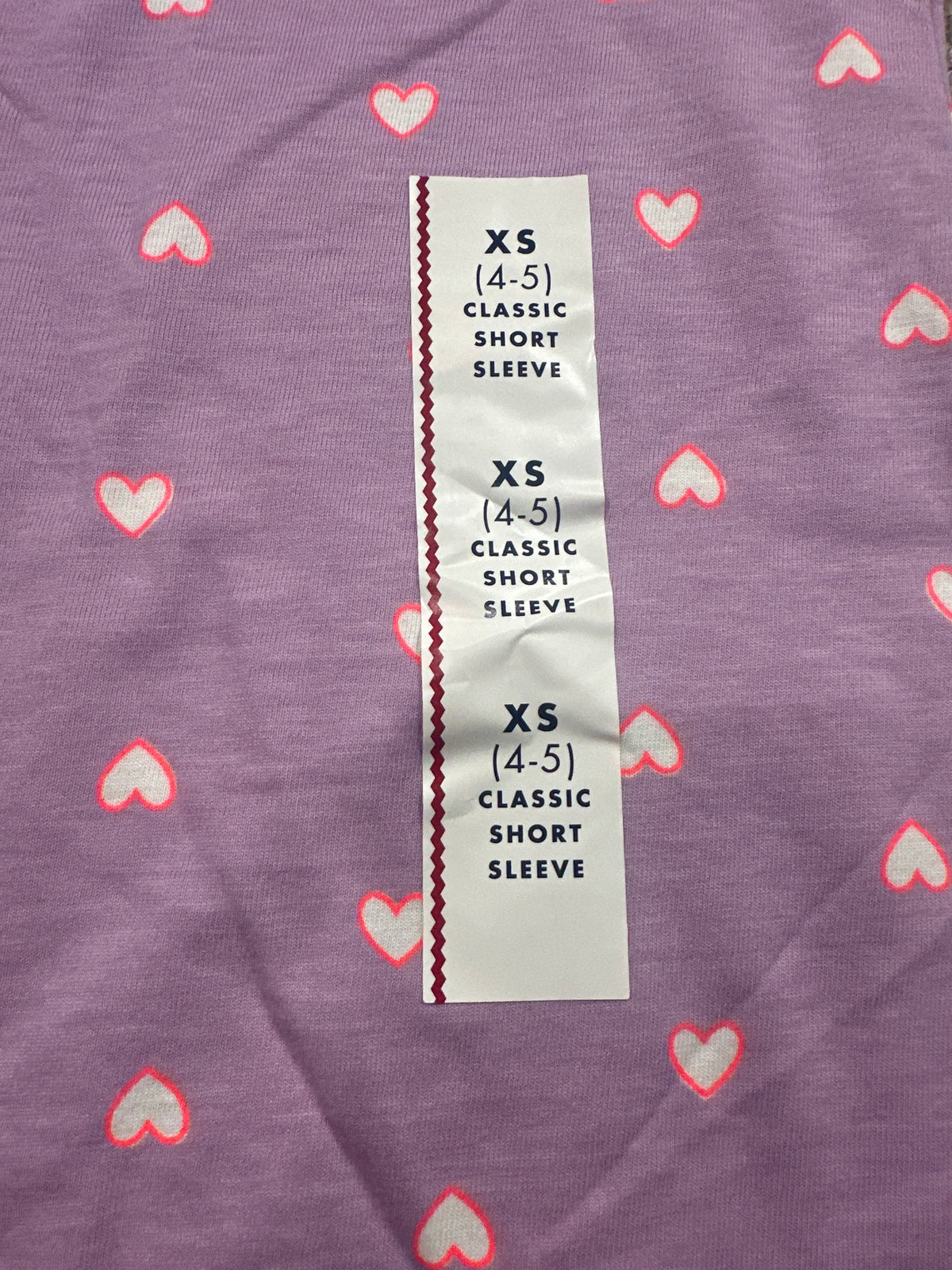 Cat & Jack girls purple hearts short-sleeve T-shirt, size XS (4/5)