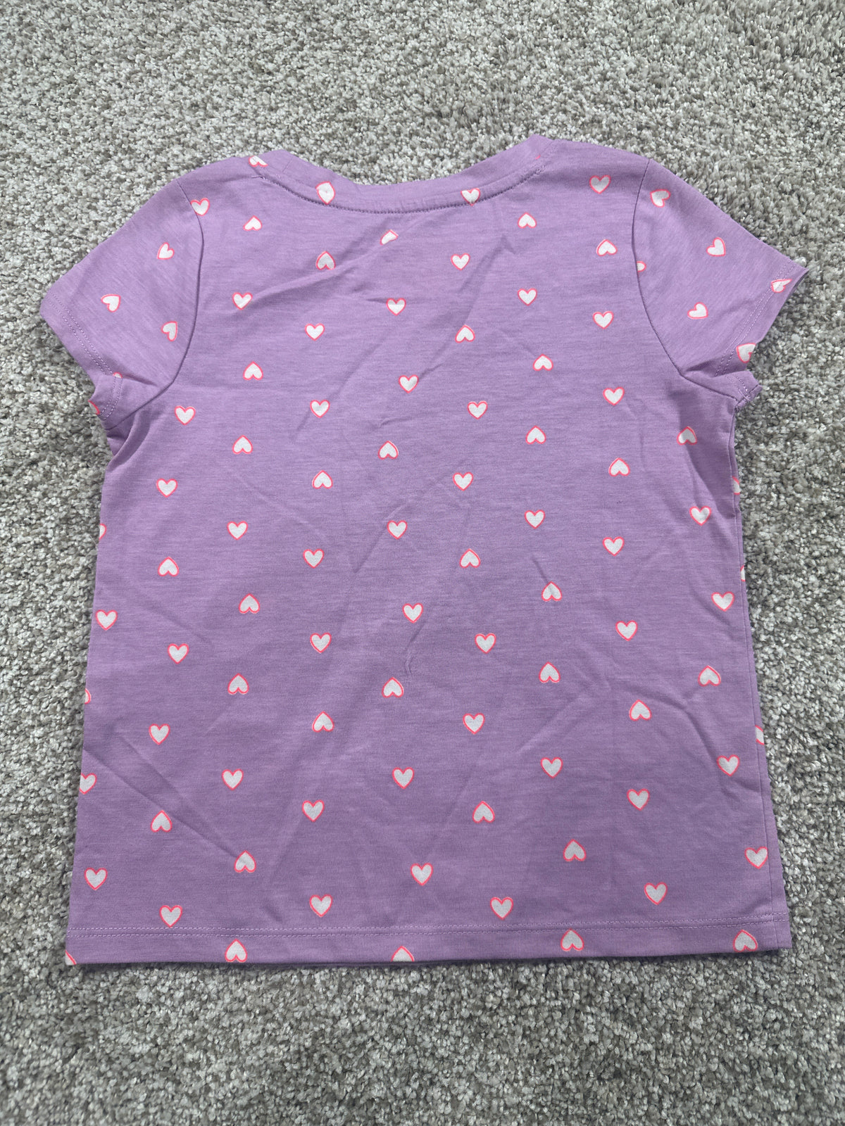 Cat & Jack girls purple hearts short-sleeve T-shirt, size XS (4/5)