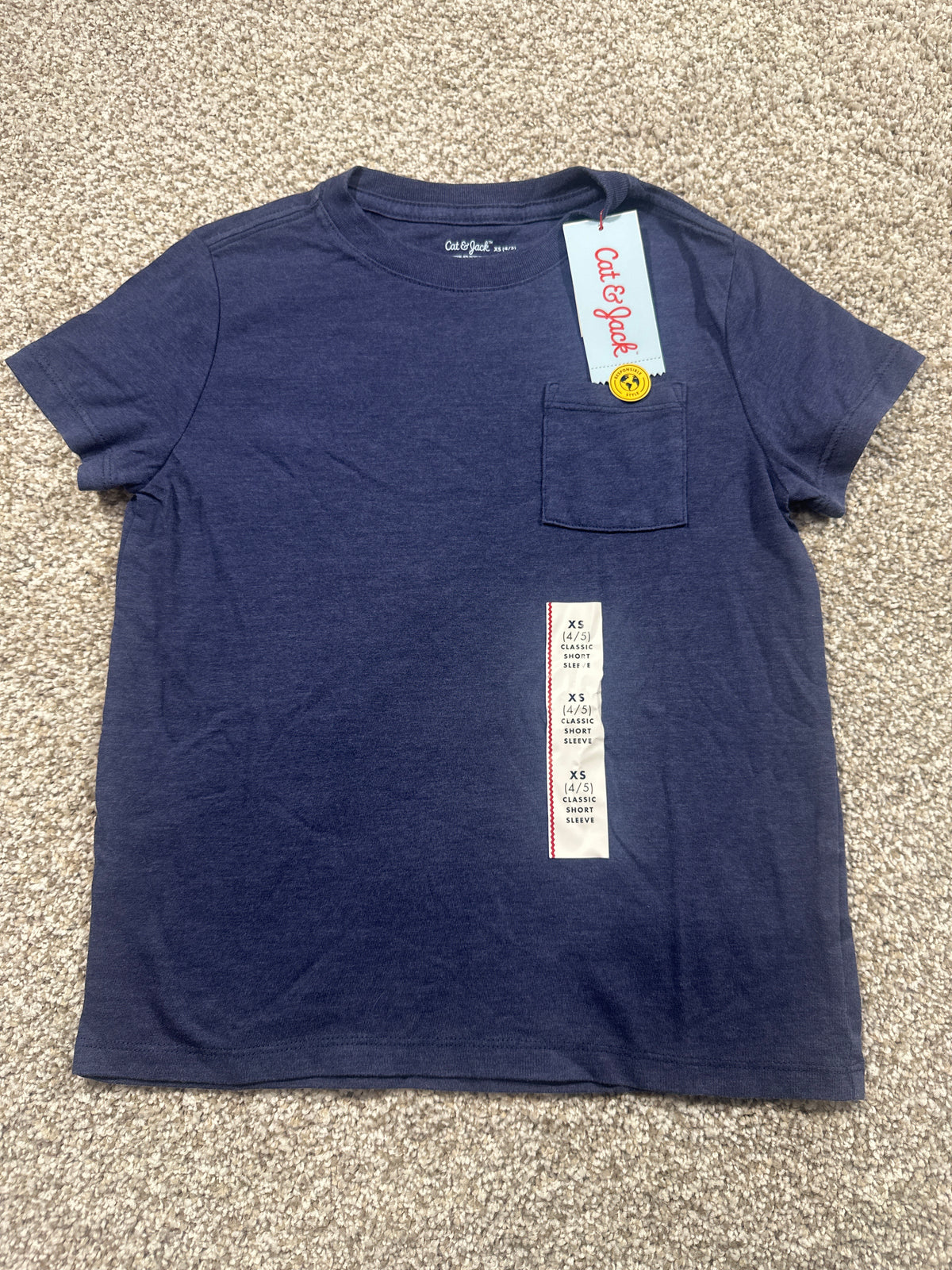 Cat & Jack Navy Pocket T Shirt Size XS (4-5) - photo 1