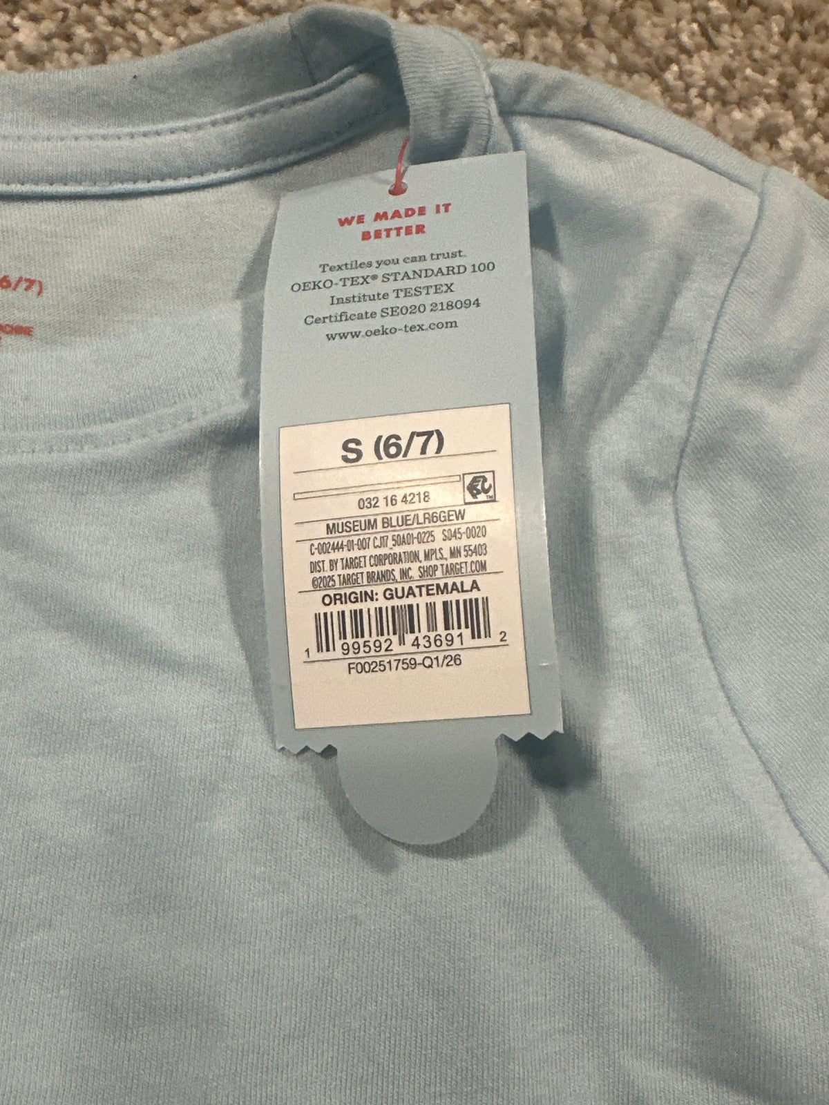 Cat & Jack Boys Museum Blue Classic Short Sleeve T-Shirt S 6/7