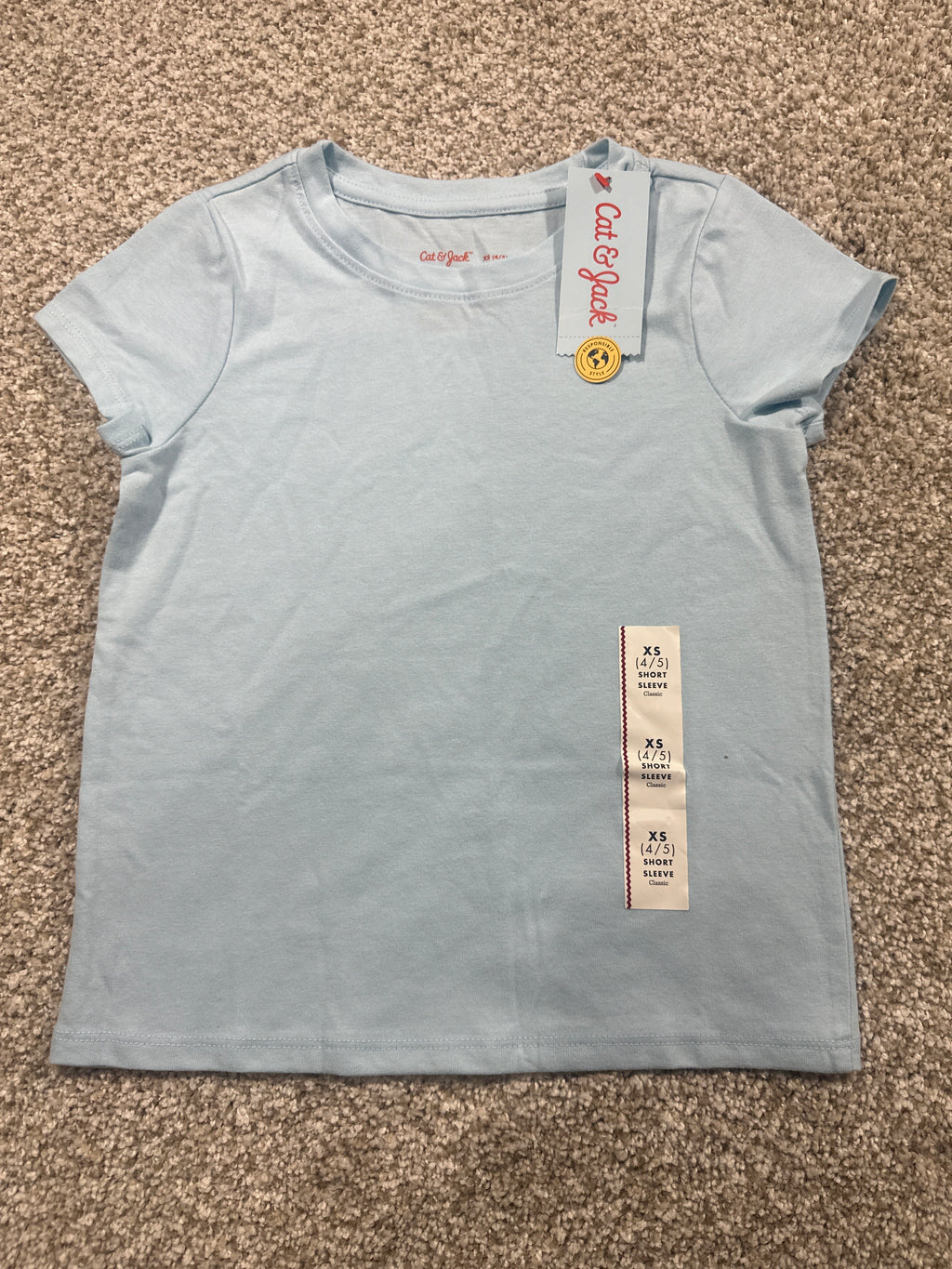 Cat & Jack Boys Museum Blue Classic Short Sleeve T-Shirt XS 4/5