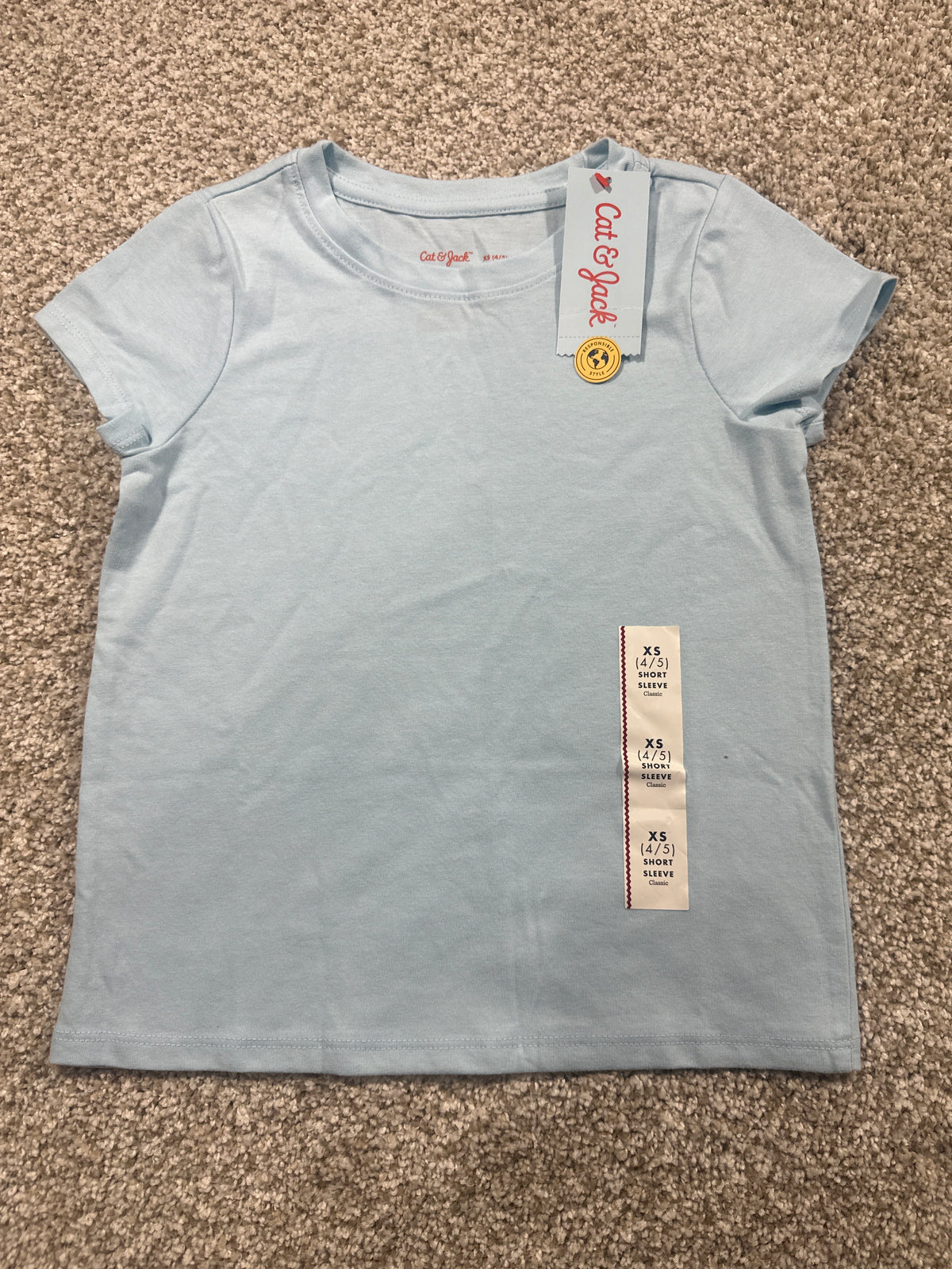 Cat & Jack Boys Museum Blue Classic Short Sleeve T-Shirt XS 4/5