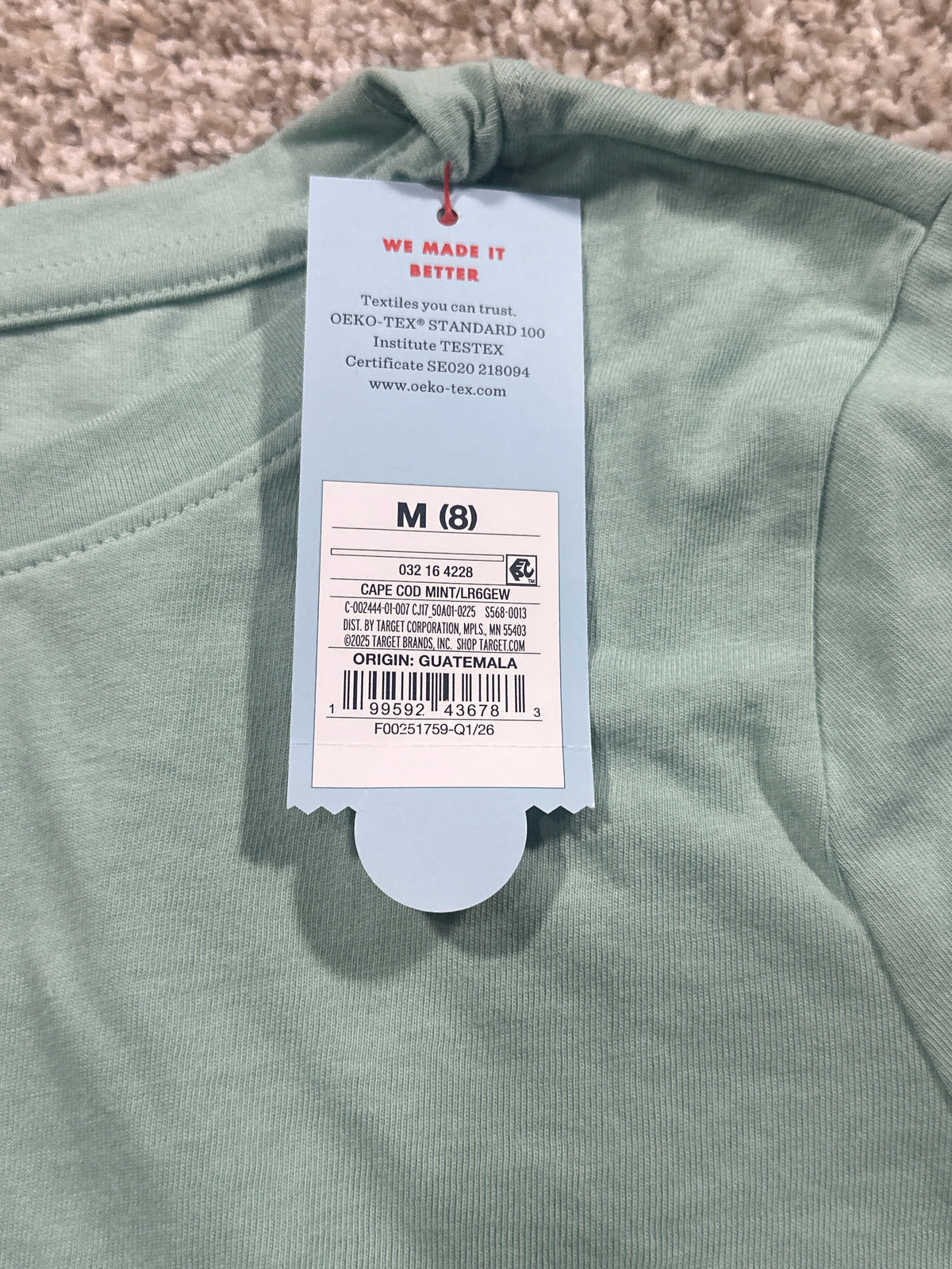 Cat & Jack girls Cape Cod Mint classic short-sleeve T-shirt, size M (8)
