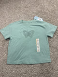 Cat & Jack girls Dusty Mint butterfly relaxed short-sleeve T-shirt, size S (6/7)