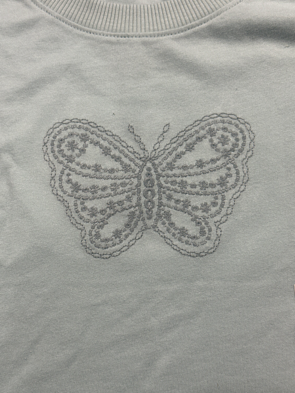 Cat & Jack girls Dusty Mint butterfly relaxed short-sleeve T-shirt, size S (6/7)
