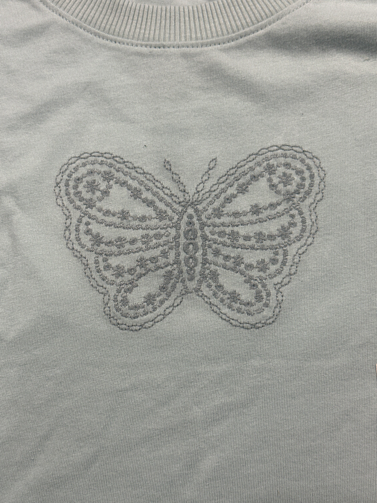Cat & Jack girls Dusty Mint butterfly relaxed short-sleeve T-shirt, size S (6/7)