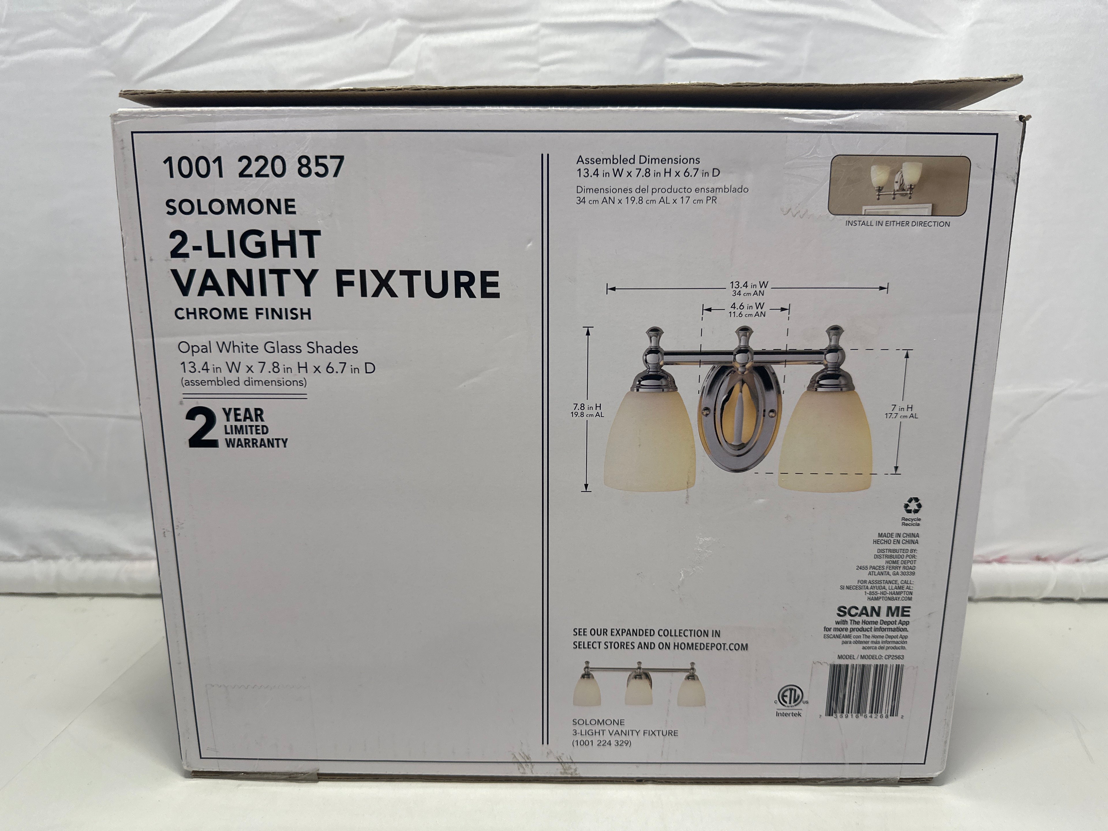 Hampton Bay Solomene 2-Light Vanity Fixture – Chrome Finish