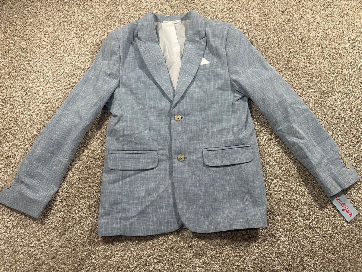 Cat & Jack boys sky blue linen suit jacket front view