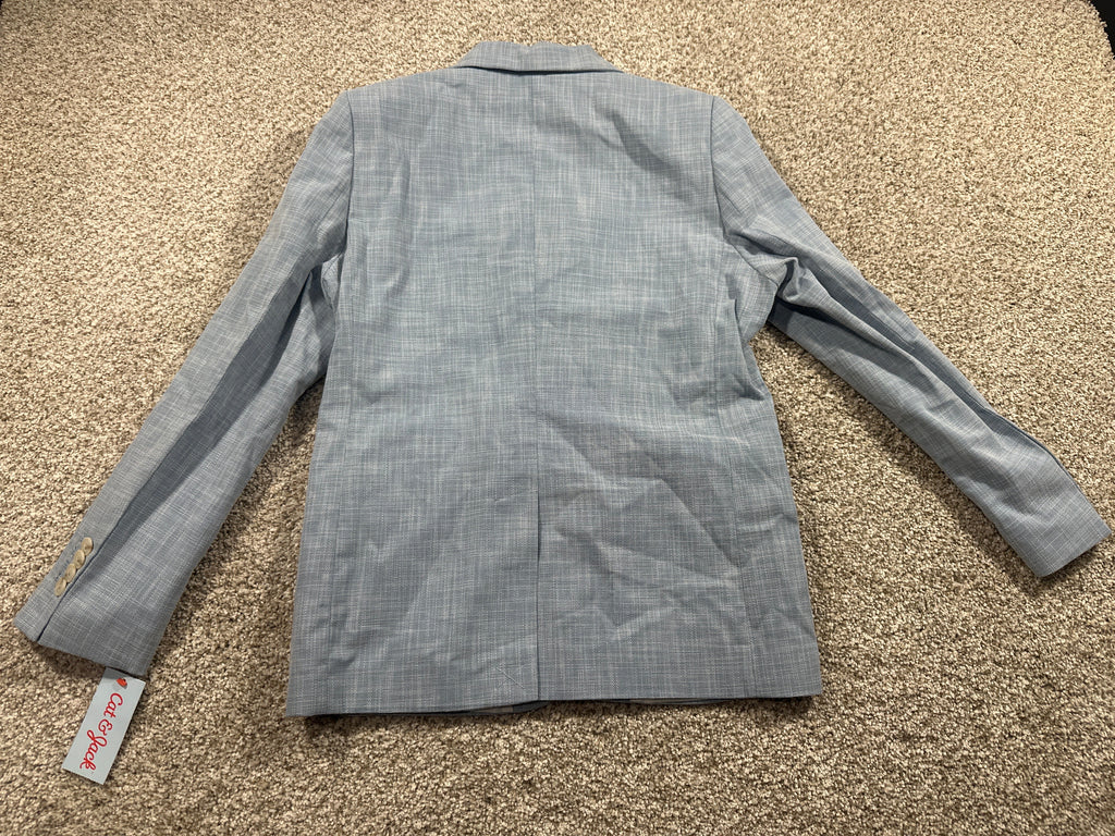 Cat & Jack boys sky blue linen suit jacket back view