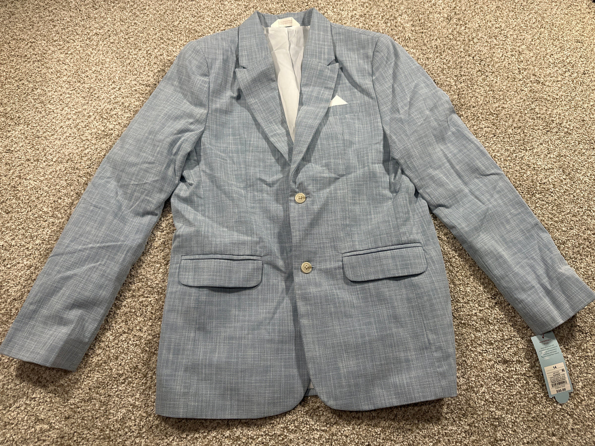 Cat & Jack boys sky blue linen suit jacket front view