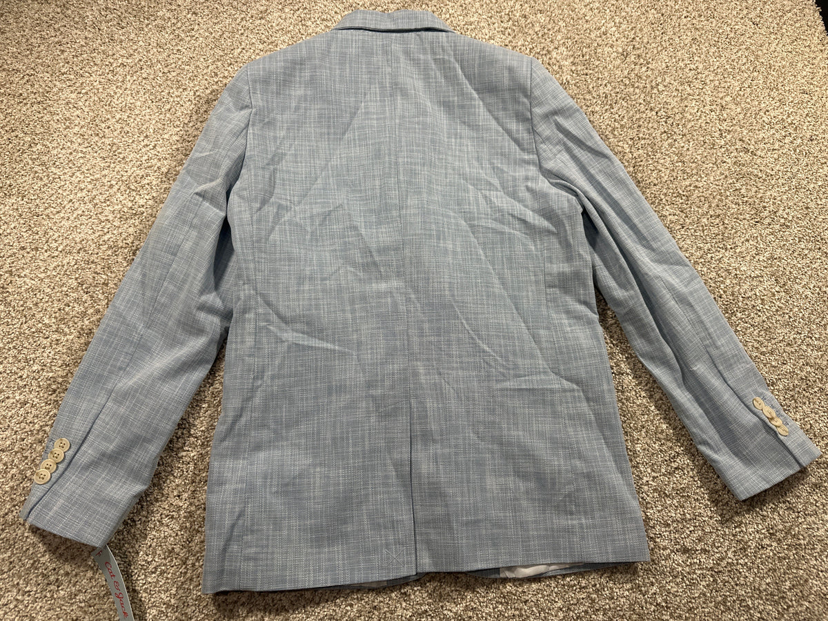 Cat & Jack boys sky blue linen suit jacket back view