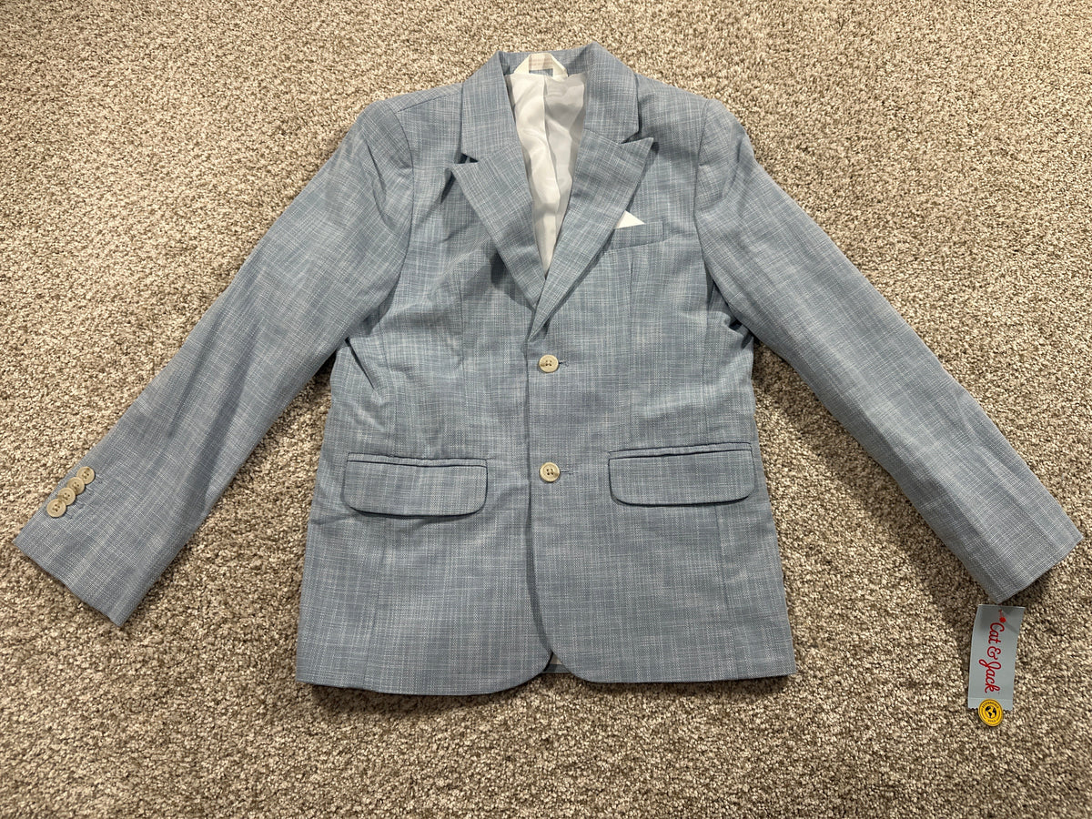 Cat & Jack boys sky blue linen suit jacket front view