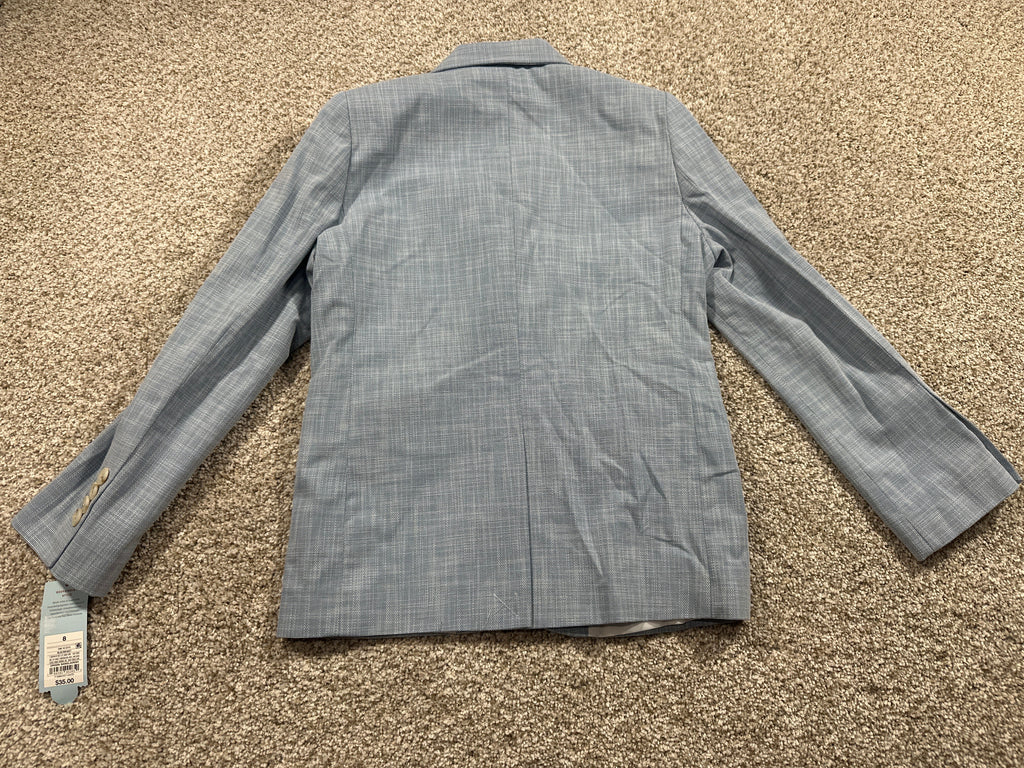 Cat & Jack boys sky blue linen suit jacket back view