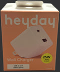 heyday Pink Dual-Port USB-C & USB-A 25W Wall Charger