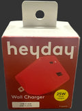 heyday Poppy Red Dual-Port USB-C & USB-A 25W Wall Charger
