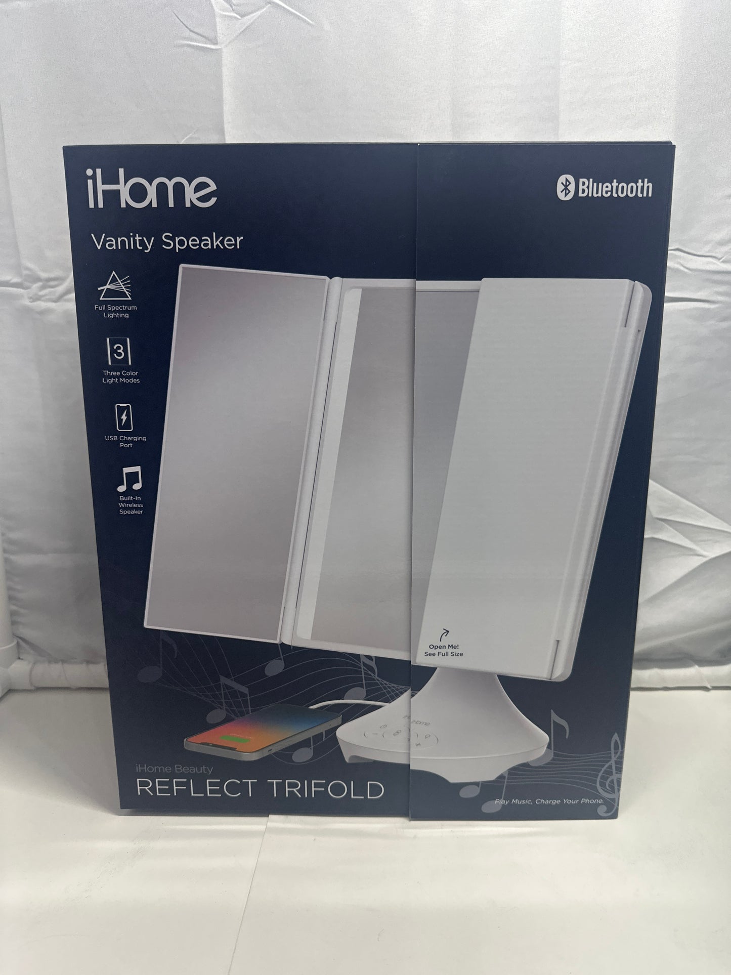 iHome Beauty Reflect Trifold Vanity Mirror with Bluetooth Speaker (iCVBT40W)