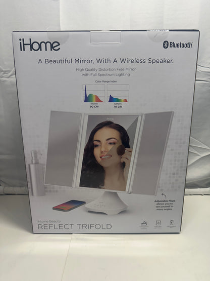 iHome Beauty Reflect Trifold Vanity Mirror with Bluetooth Speaker (iCVBT40W)
