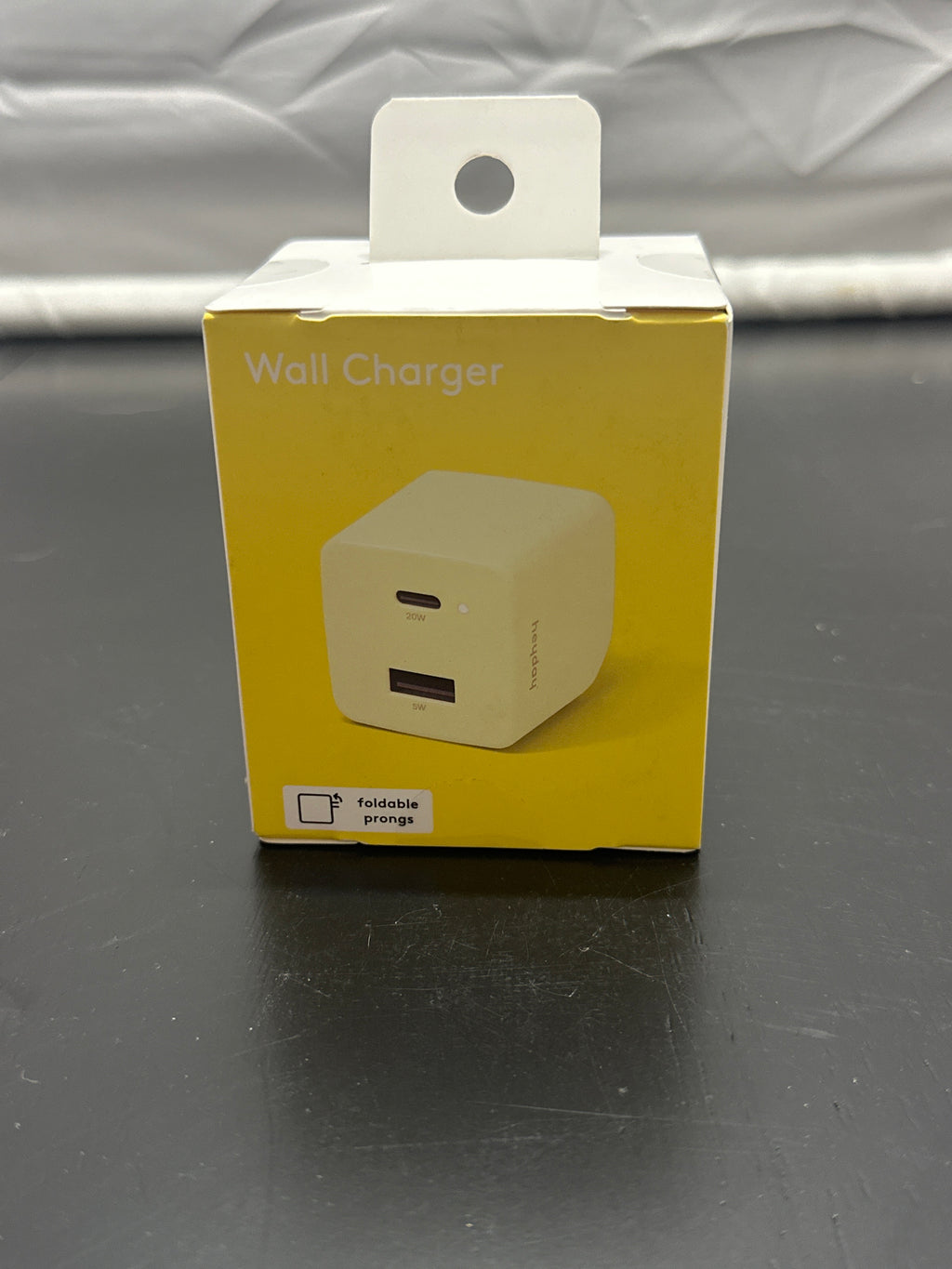 heyday yellow dual-port wall charger front detail