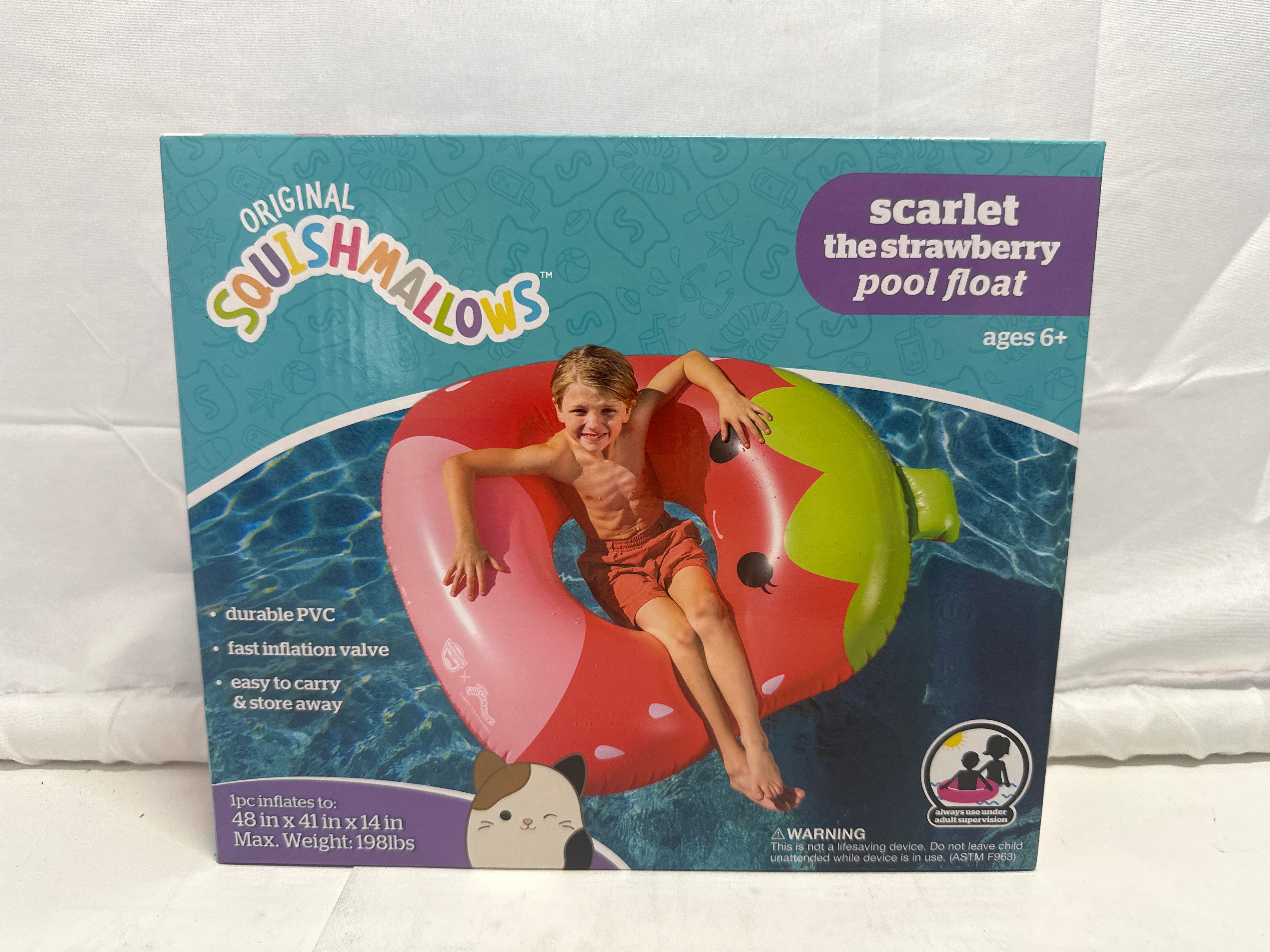 Original Squishmallows Scarlet the Strawberry Pool Float – 48” Inflatable