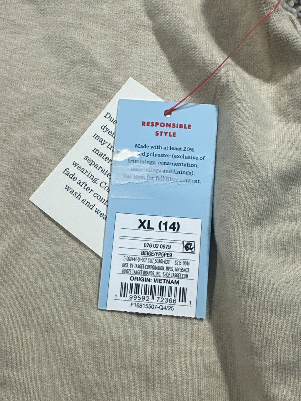 Cat & Jack girls beige sleeveless hooded pullover with kangaroo pocket, size XL (14)