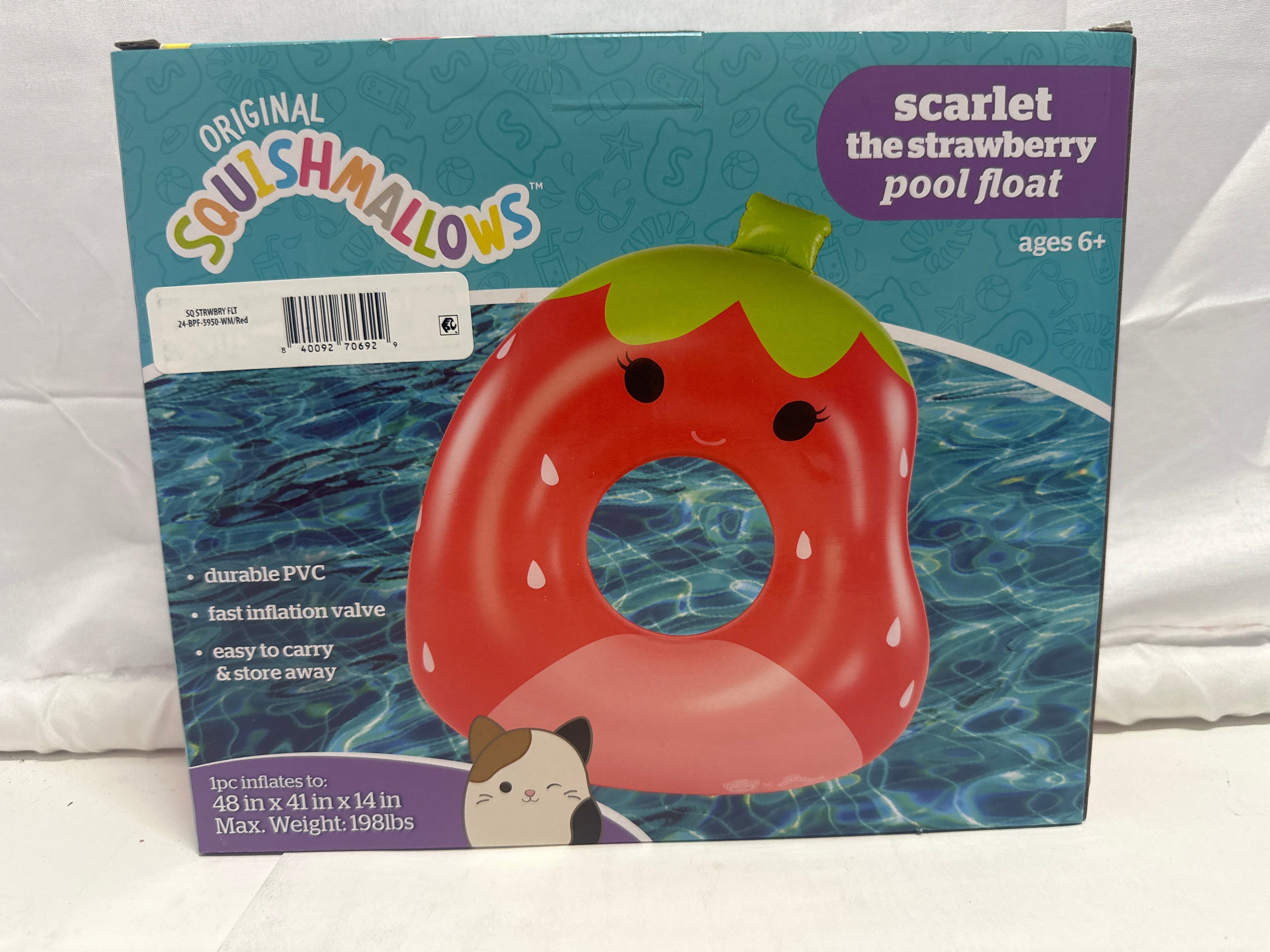 Original Squishmallows Scarlet the Strawberry Pool Float – 48” Inflatable