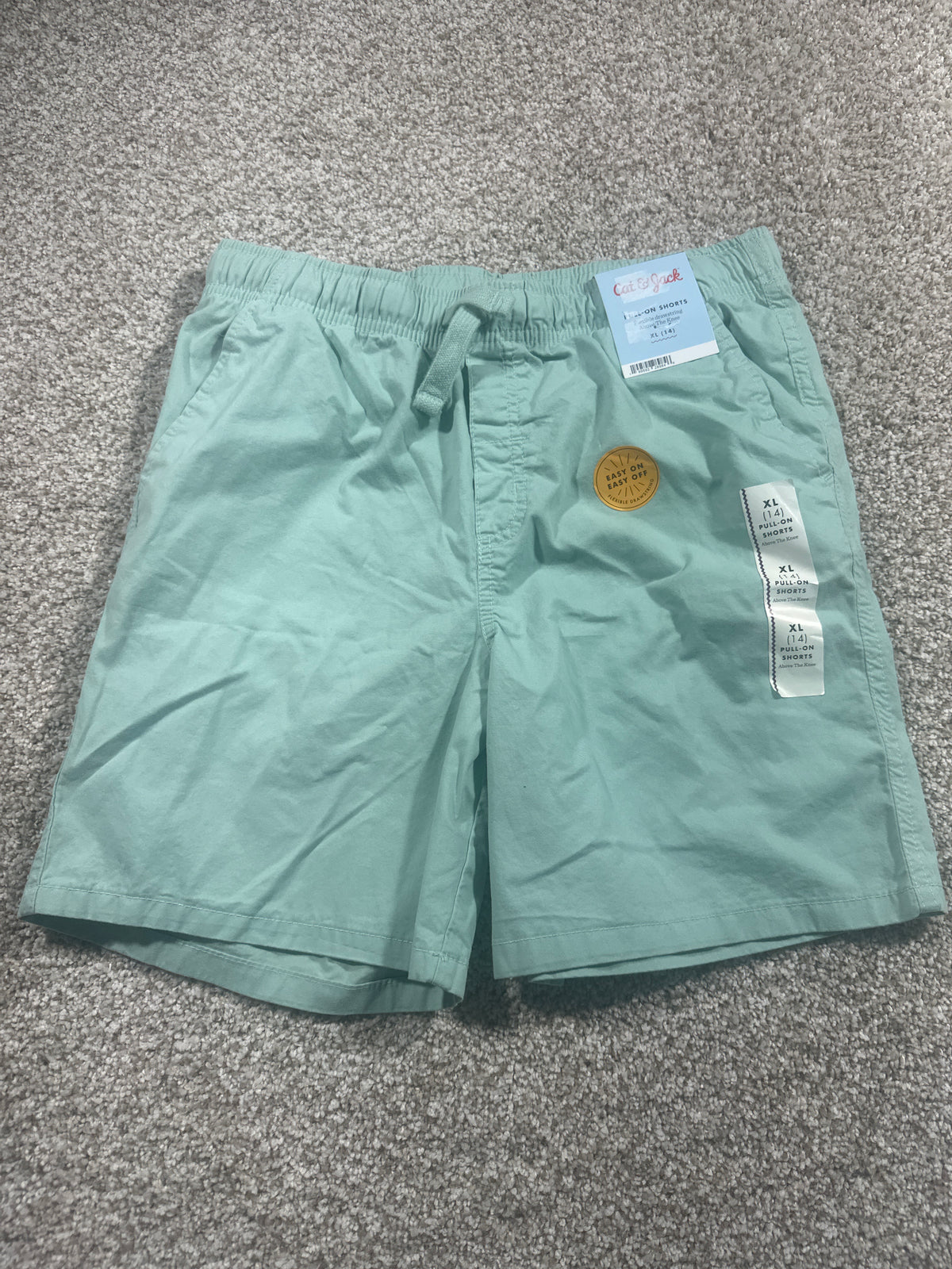 Cat & Jack girls mint green pull-on above-the-knee shorts, size XL 14