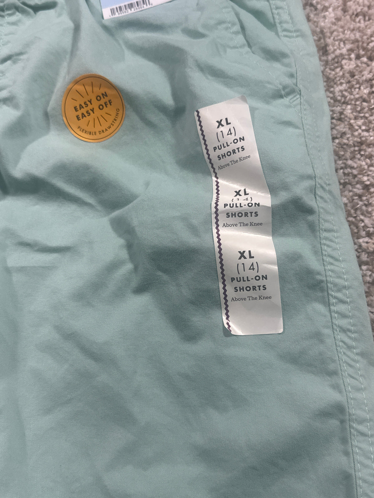 Cat & Jack girls mint green pull-on above-the-knee shorts, size XL 14
