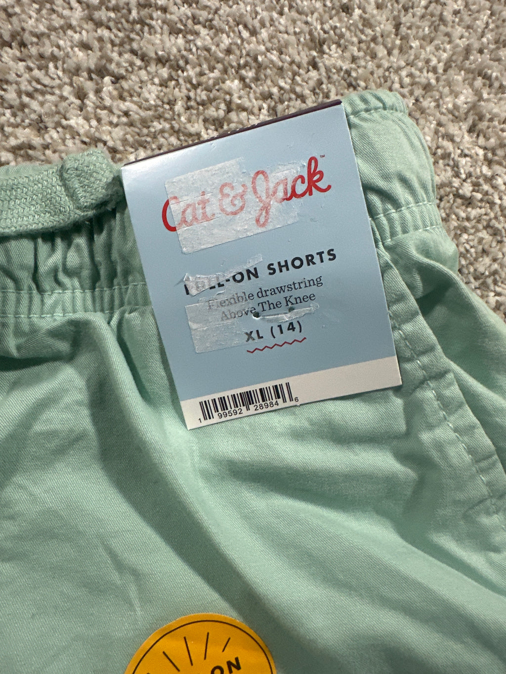 Cat & Jack girls mint green pull-on above-the-knee shorts, size XL 14
