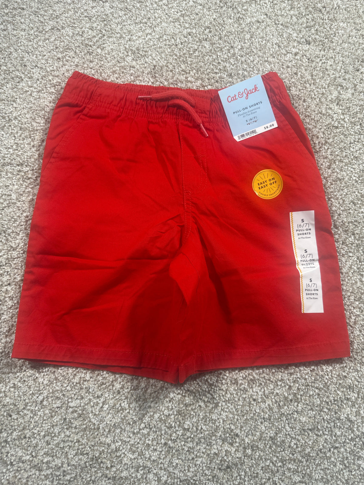 Cat & Jack red pull on shorts size S 6 7