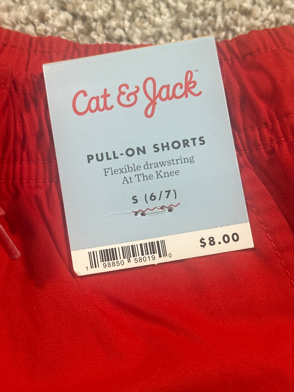 Cat & Jack red pull on shorts size S 6 7