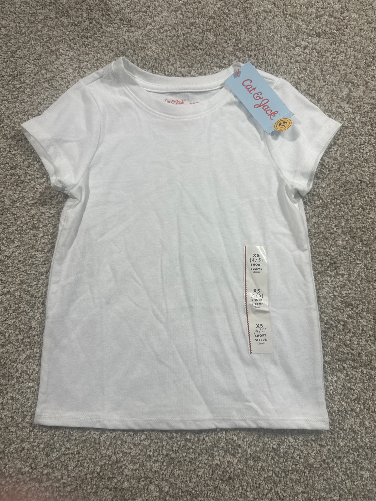 Cat & Jack Eco White Classic Short Sleeve T Shirt Size XS (4/5) - photo 1