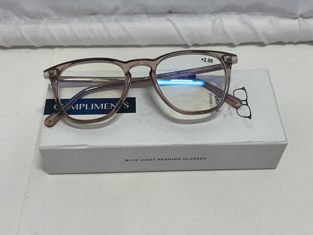 Compliments by DIFF Eyewear Griffin Blue Light Reading Glasses Vintage Crystal +2.0