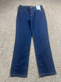 Cat & Jack girls dark wash mid-rise straight jeans with adjustable waist, size 12
