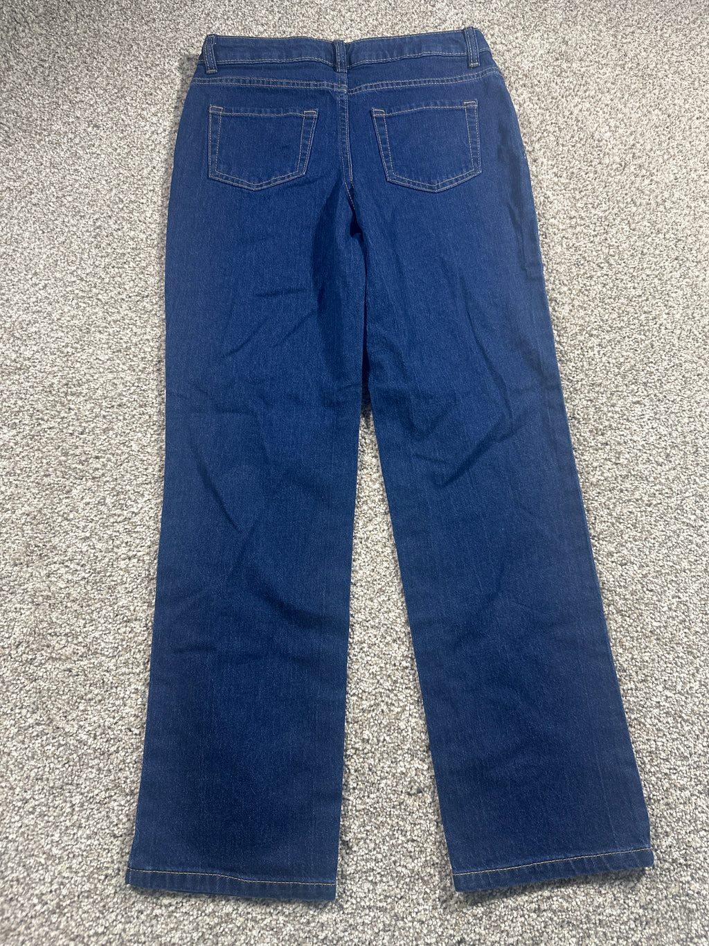Cat & Jack girls dark wash mid-rise straight jeans with adjustable waist, size 12