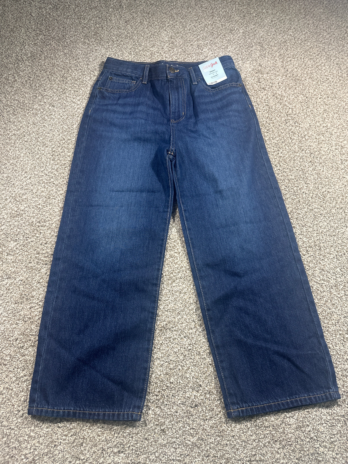 Cat & Jack boys dark-wash baggy adjustable-waist jeans size 10 Husky
