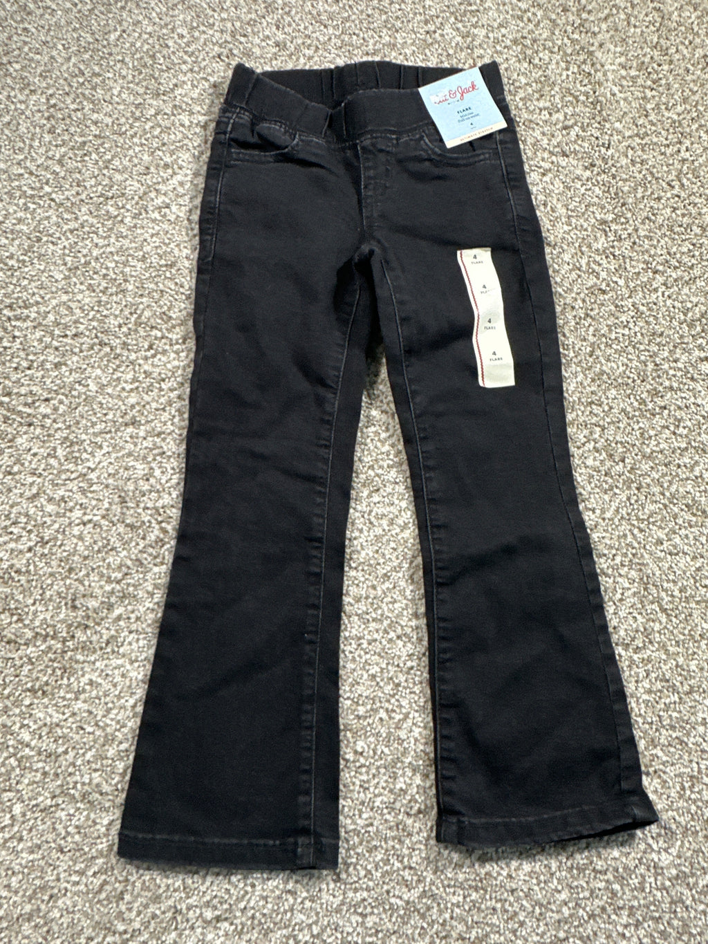 Cat & Jack girls black mid rise pull-on flare jeans, size 4