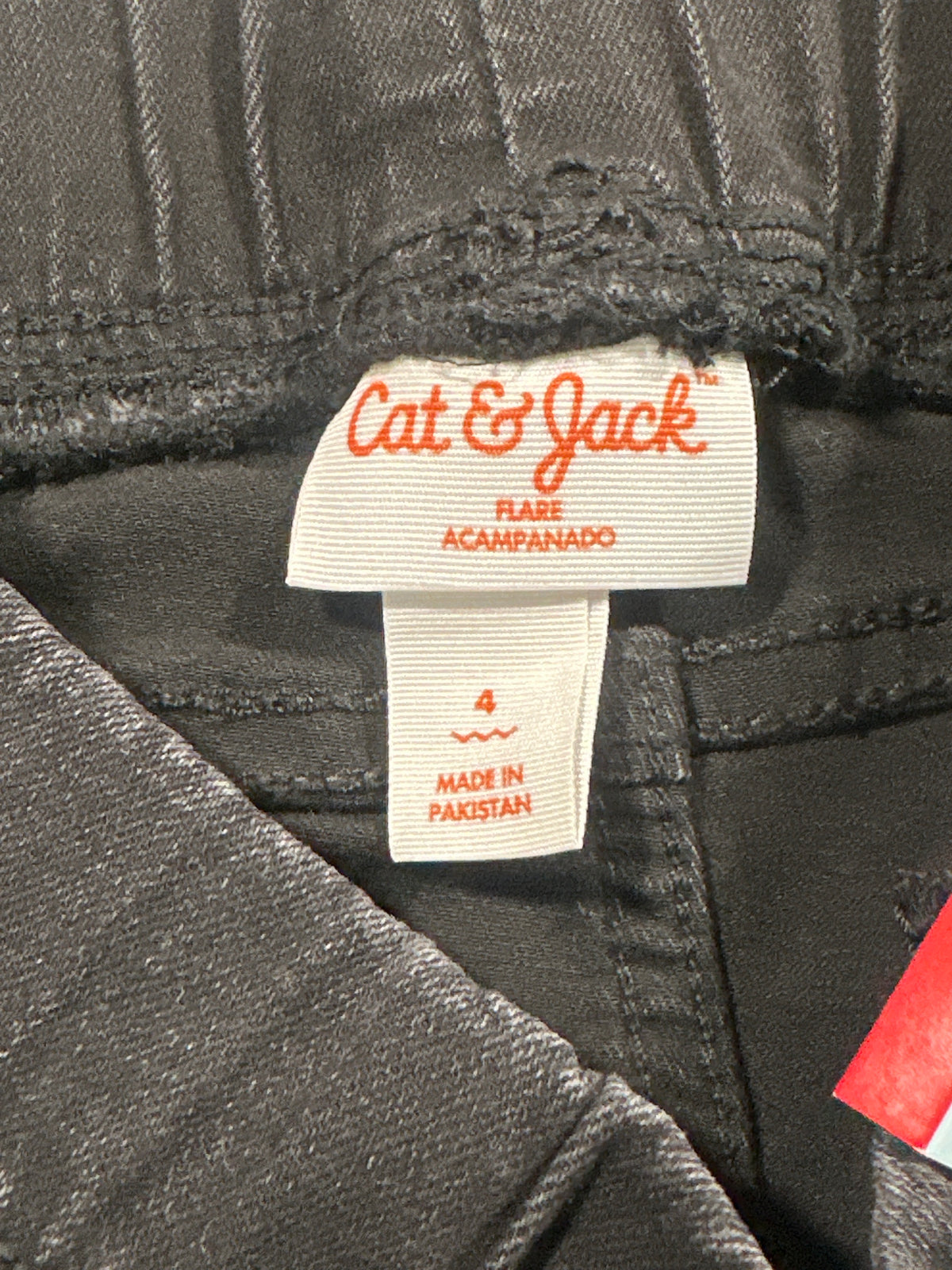 Cat & Jack girls black mid rise pull-on flare jeans, size 4