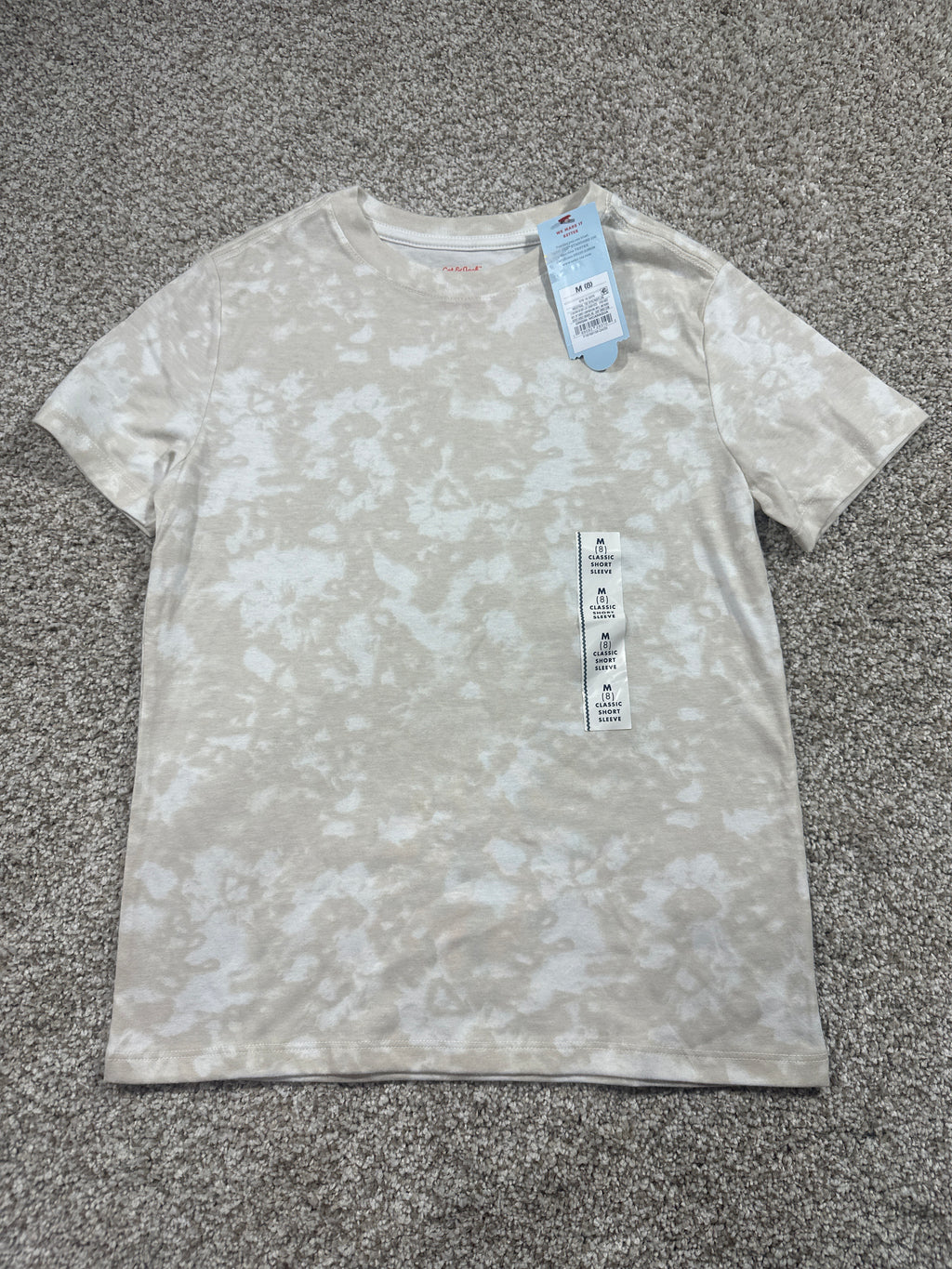 Cat & Jack kids neutral tie dye classic short sleeve T-shirt, size M 8