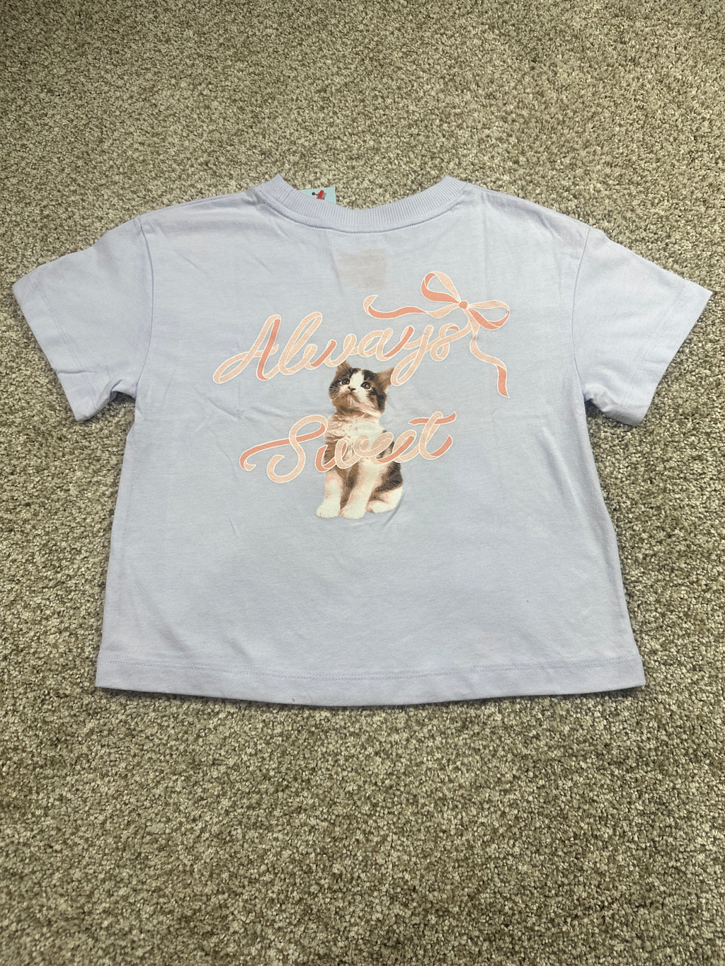 Cat & Jack Pale Lavender Bow Pocket T Shirt Size S 6 7 - Photo 3