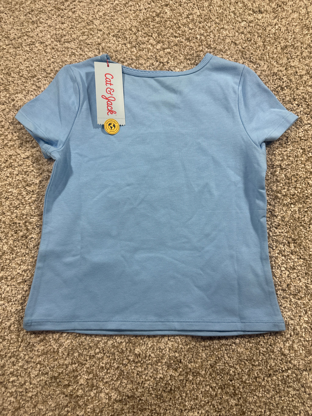 Cat & Jack girls sky blue fitted short-sleeve T-shirt, size XS (4/5)