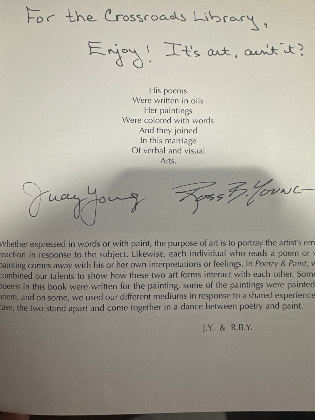 Signed Poetry & Paint by Judy Young Hardcover Children